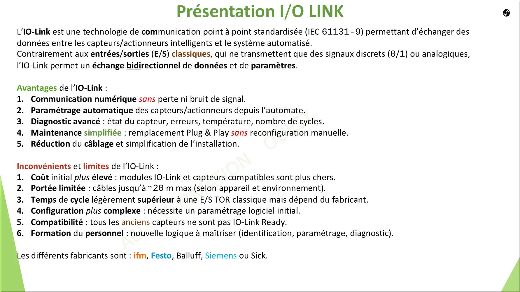 Présentation I/O LINK